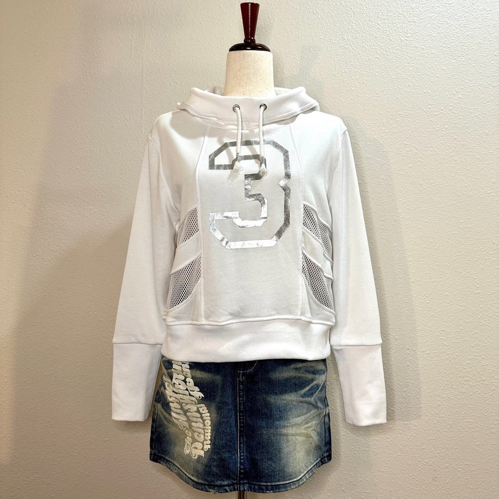 NWT Pavement Lemonade White Mesh Teenager Long Sleeve Hoodie Size 14/S